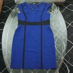 Tahari Blue and Black Business Sheath Dress